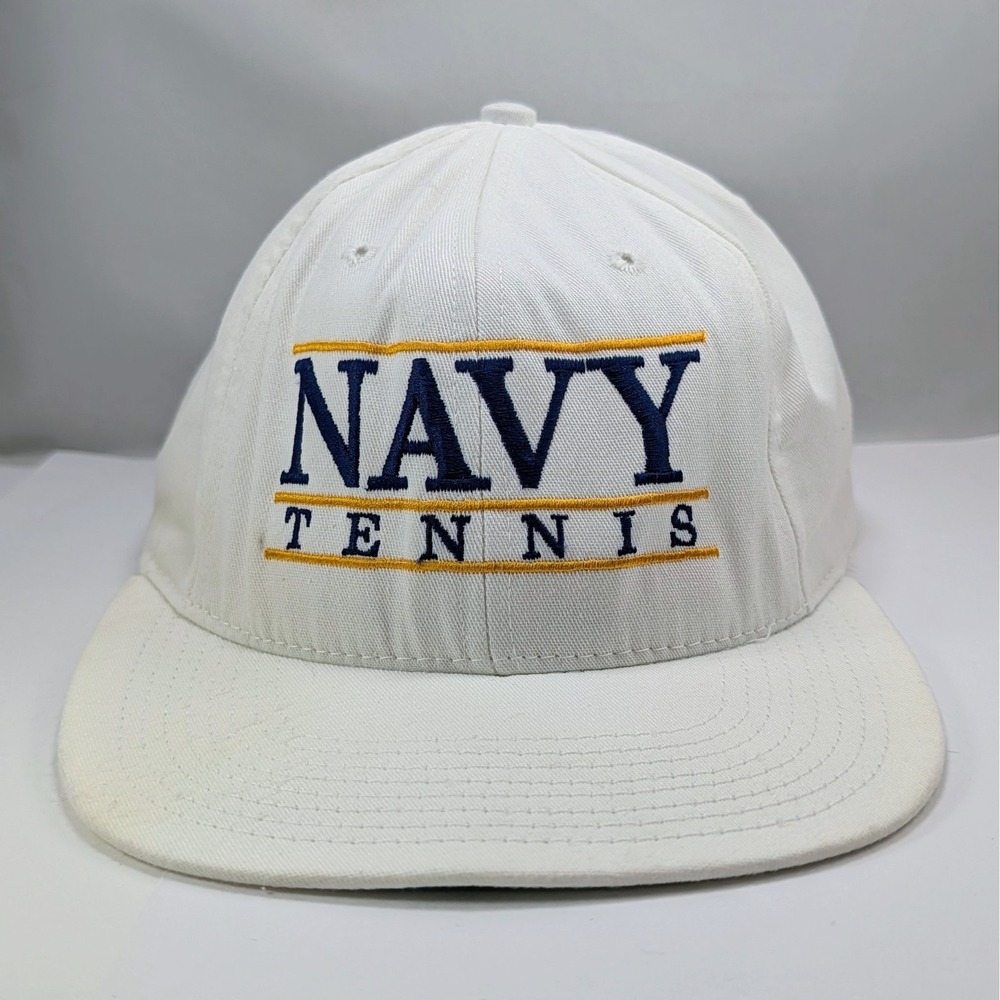 Vintage Navy Tennis Double Bar 80s Naval Academy USN Snapback Hat Cap